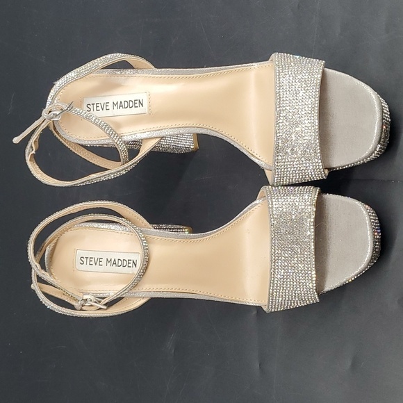 Steve Madden Lessa Rhinestone Platform Bling Block Heels 10M - Picture 7 of 10